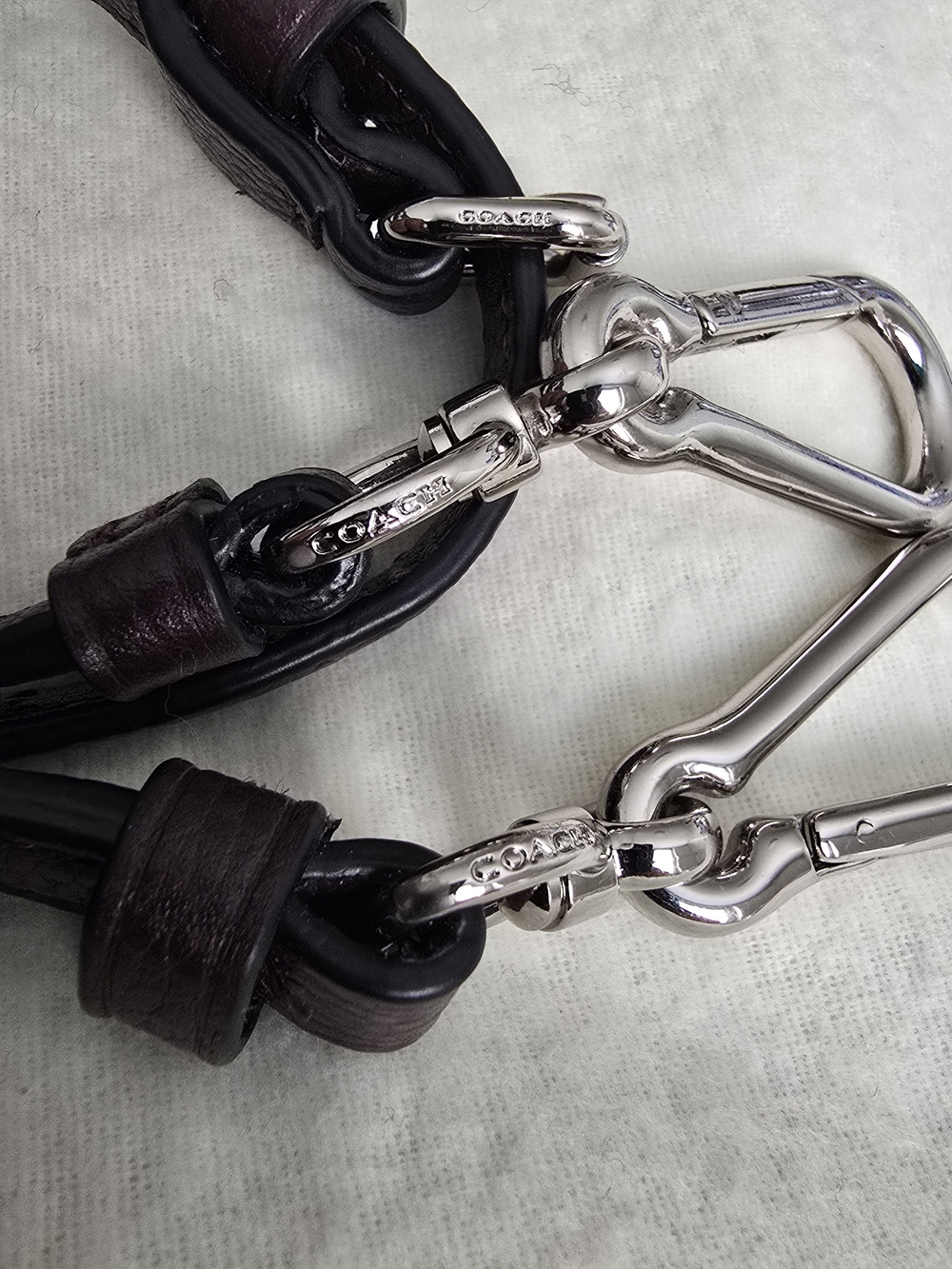 Coach Replacement Leather Crossbody Strap in Deep Plum And Silver